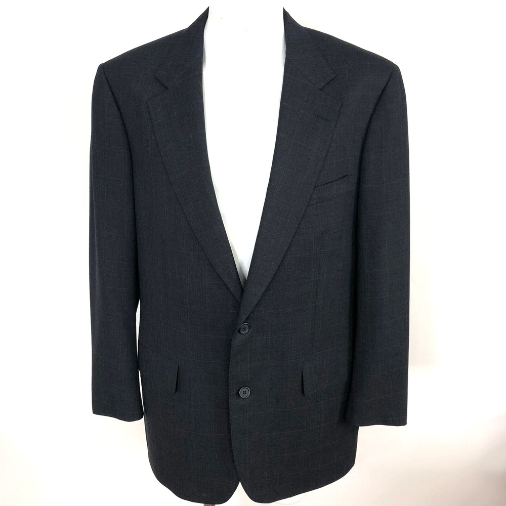 Brooks Brothers 41 Long 100% Wool Blazer Suit Sport Coat Jacket Windowpane Gray